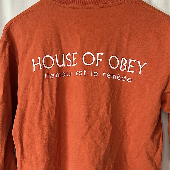 Obey Burnt Orange Butterflies Long Sleeve Shirt  Sweatshirt Top **Size XS** 🦋🦋 - Picture 4 of 5